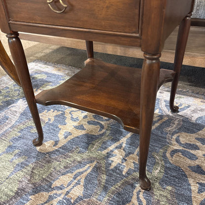 Dark Brown Regency 3 Tier Side Table w/ Drawer