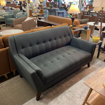 Tufted High Back Charcoal Loveseat (AS IS)