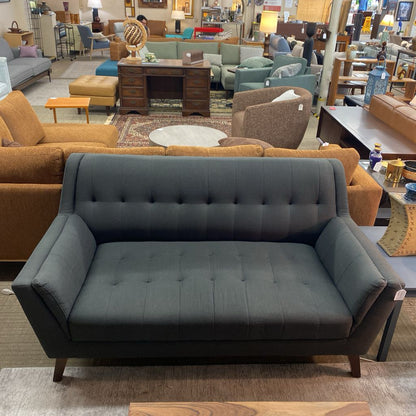 Tufted High Back Charcoal Loveseat (AS IS)