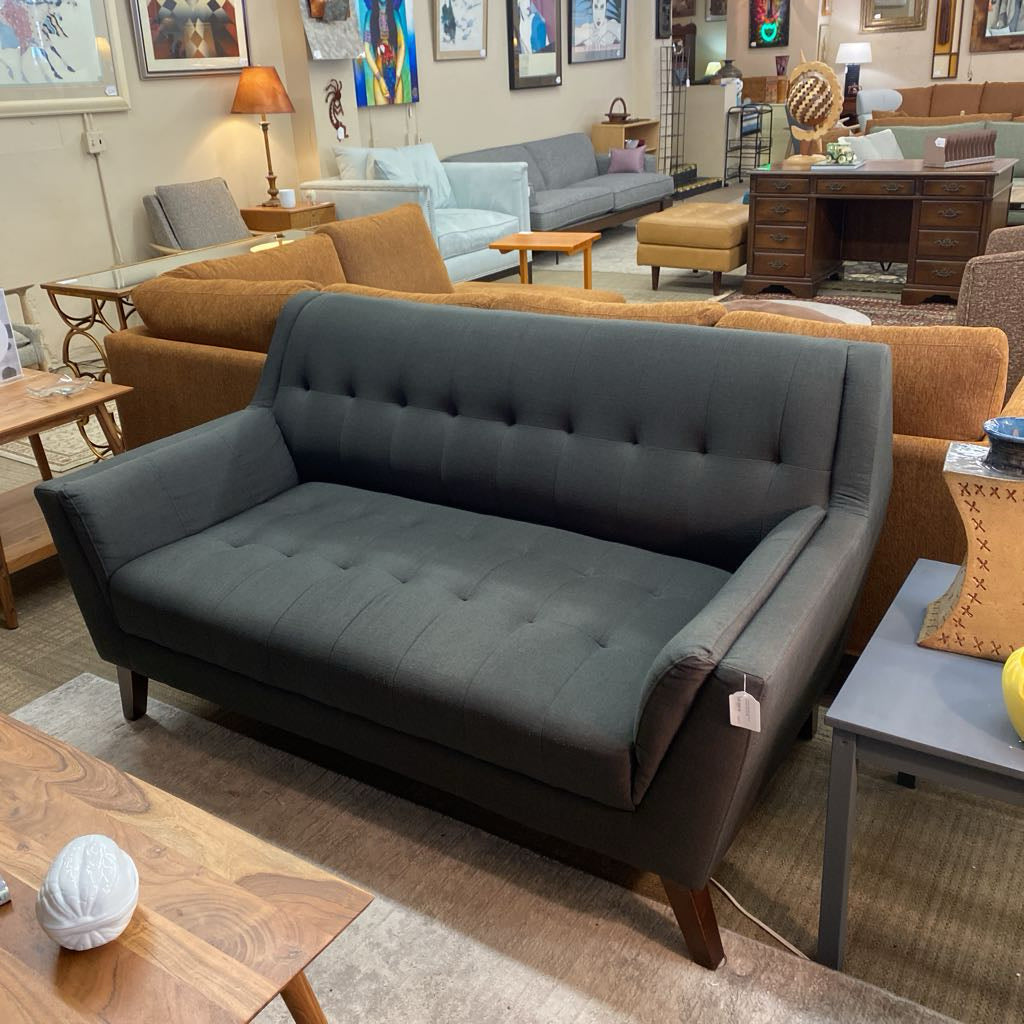 Tufted High Back Charcoal Loveseat (AS IS)