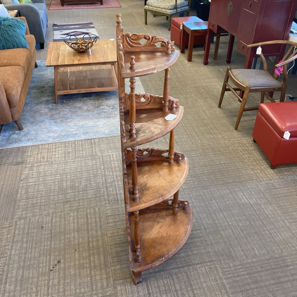 Carved Indonesian Corner Shelves