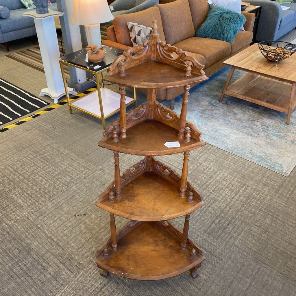 Carved Indonesian Corner Shelves