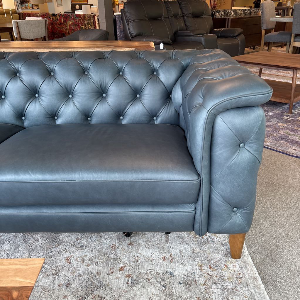 Daphne Blue Leather Sofa U SOFAS