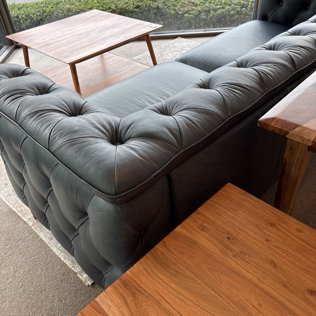 Daphne Blue Leather Sofa U SOFAS