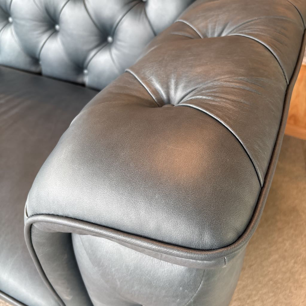 Daphne Blue Leather Sofa U SOFAS