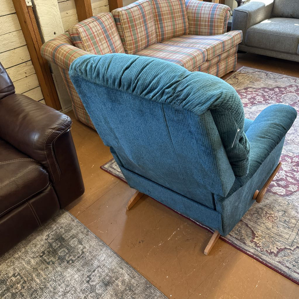 Blue Frieze Lay-Z-Boy Rocker Recliner