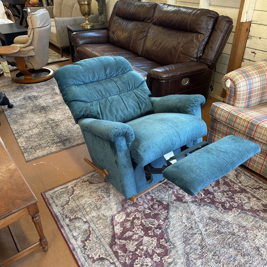 Blue Frieze Lay-Z-Boy Rocker Recliner