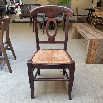 Dark Stained Solid Wood Wicker Seat Lantern Back Chair Set of 4