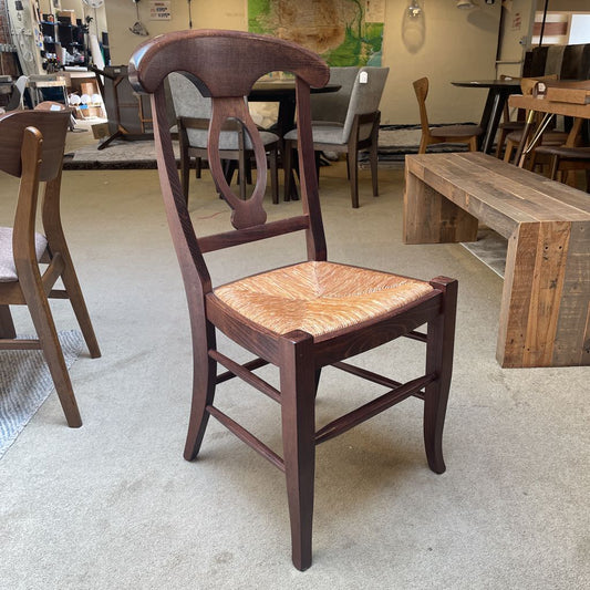 Dark Stained Solid Wood Wicker Seat Lantern Back Chair Set of 4 C DINING CHAIRS