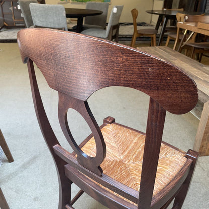 Dark Stained Solid Wood Wicker Seat Lantern Back Chair Set of 4