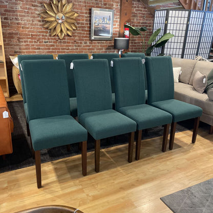 SET of 8 Green Fabric Dining Chairs