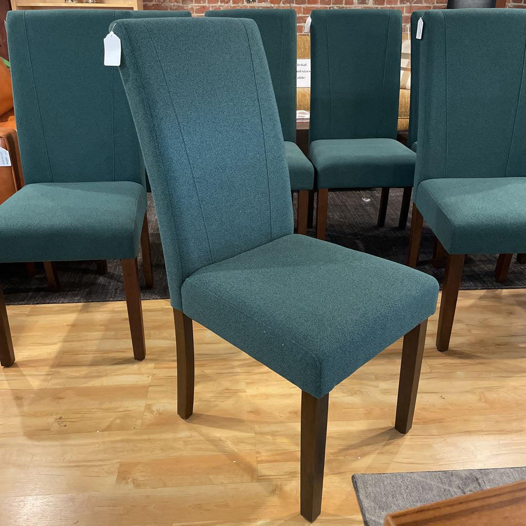 SET of 8 Green Fabric Dining Chairs