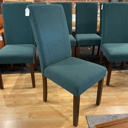 SET of 8 Green Fabric Dining Chairs