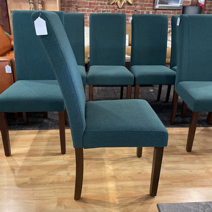 SET of 8 Green Fabric Dining Chairs