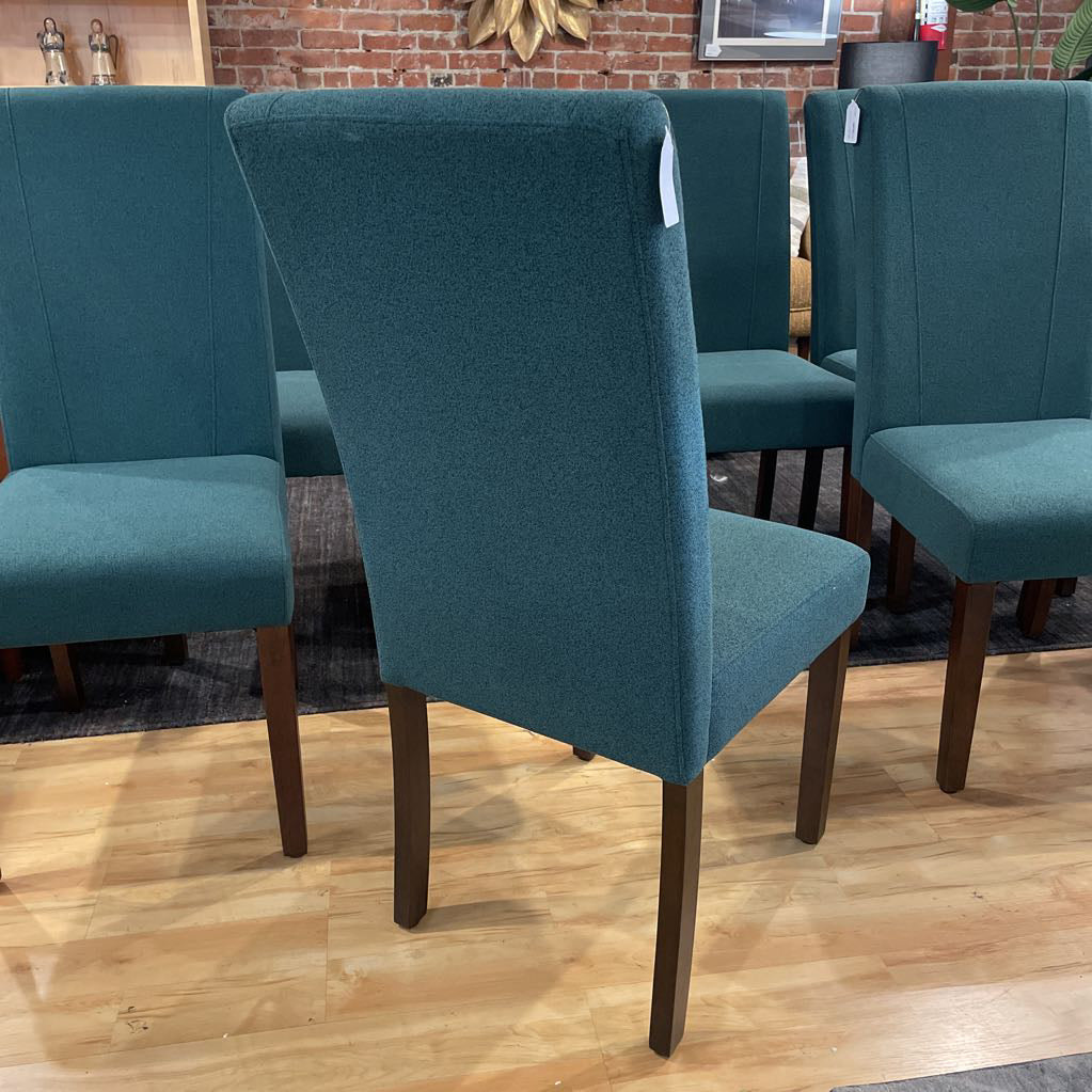SET of 8 Green Fabric Dining Chairs