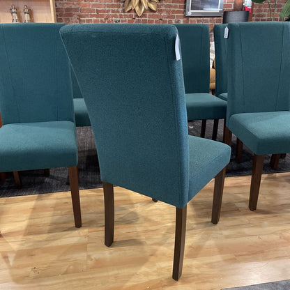 SET of 8 Green Fabric Dining Chairs
