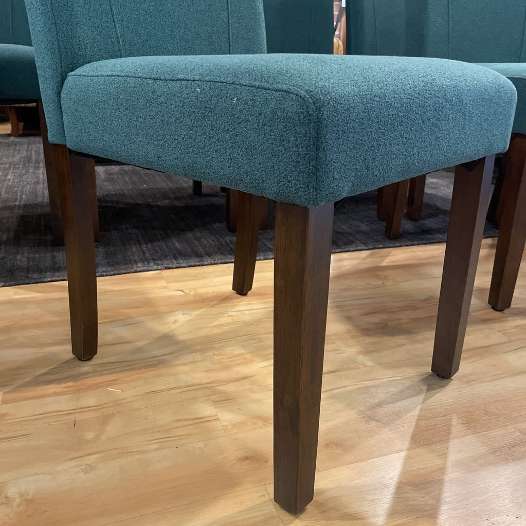 SET of 8 Green Fabric Dining Chairs
