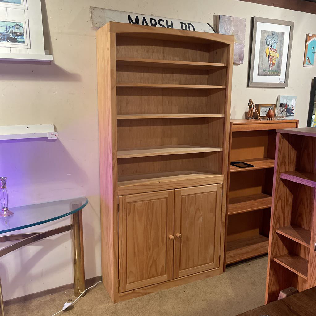 Unfinished Oak 2 Door Bookshelf