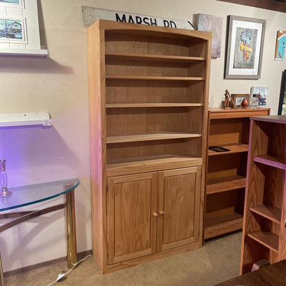 Unfinished Oak 2 Door Bookshelf
