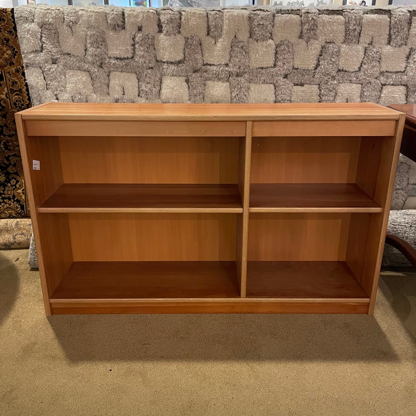 Cherry Wood Veneer Low Bookshelf