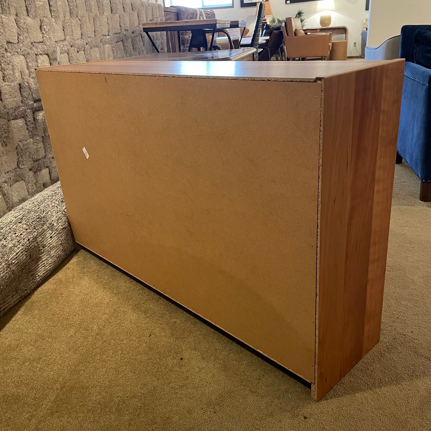Cherry Wood Veneer Low Bookshelf
