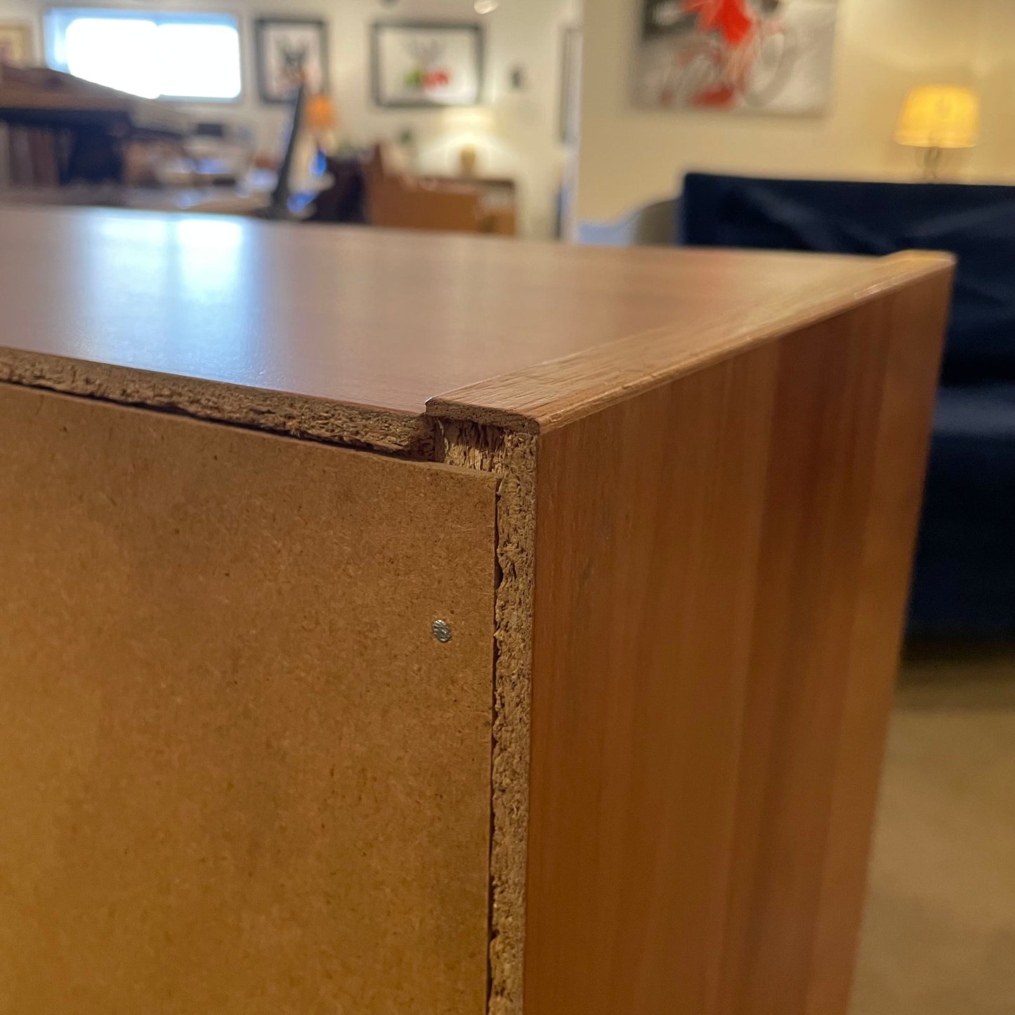 Cherry Wood Veneer Low Bookshelf