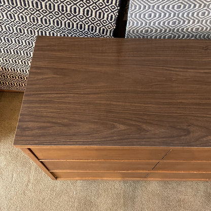 MCM 9 Drawer Walnut Veneer Lowboy Dresser
