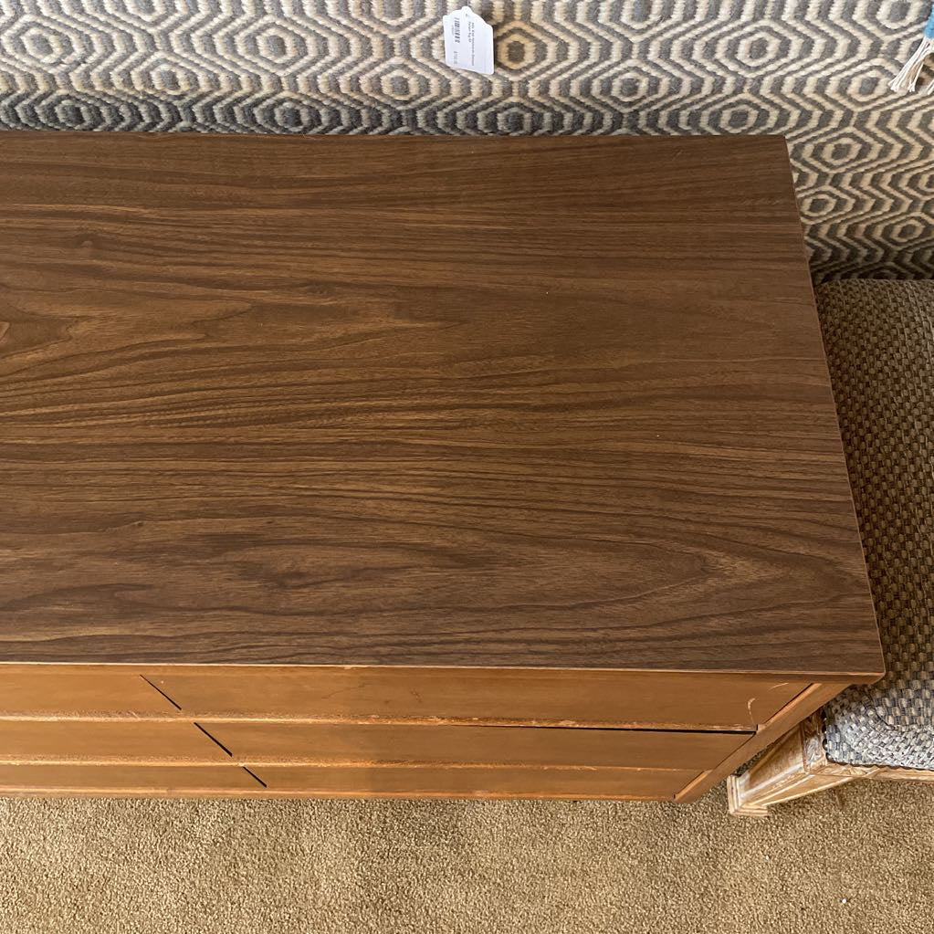 MCM 9 Drawer Walnut Veneer Lowboy Dresser