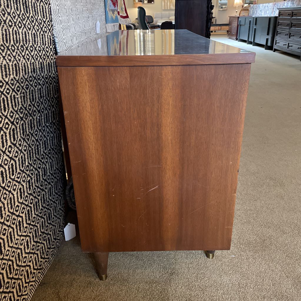 MCM 9 Drawer Walnut Veneer Lowboy Dresser