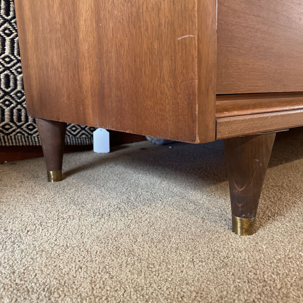 MCM 9 Drawer Walnut Veneer Lowboy Dresser