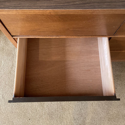 MCM 9 Drawer Walnut Veneer Lowboy Dresser