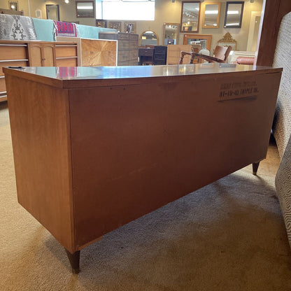 MCM 9 Drawer Walnut Veneer Lowboy Dresser