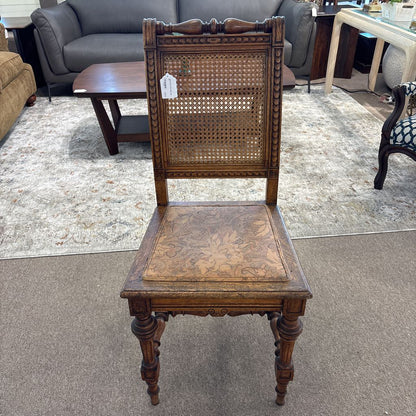 Vintage Oak Rattan Black Chair