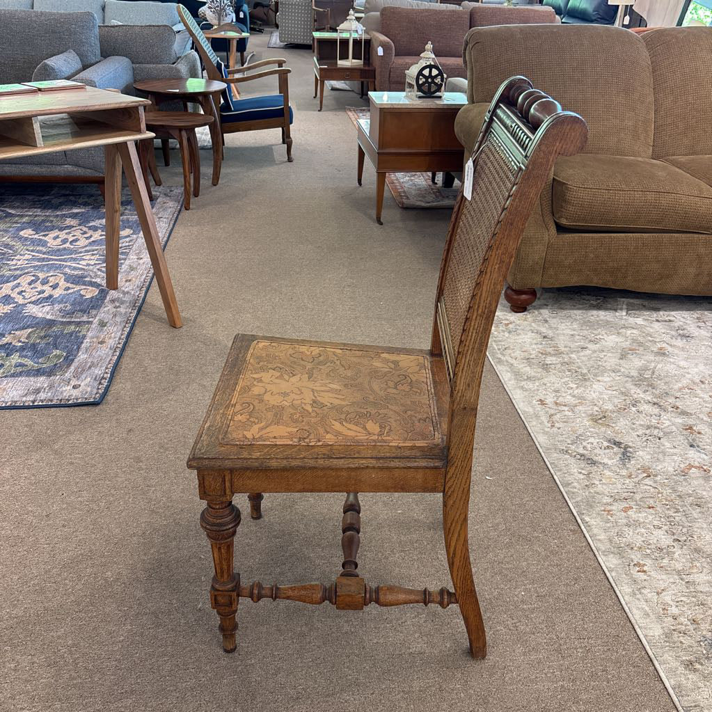 Vintage Oak Rattan Black Chair