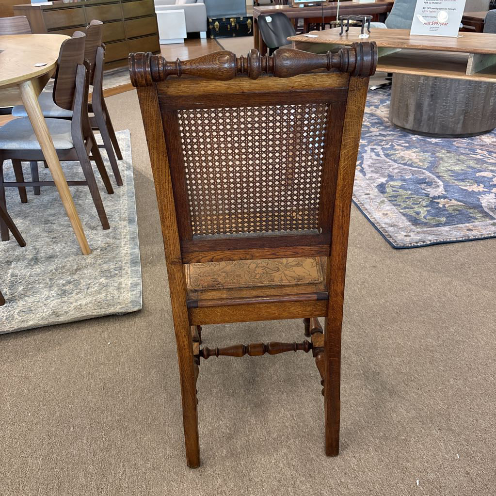 Vintage Oak Rattan Black Chair