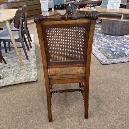 Vintage Oak Rattan Black Chair