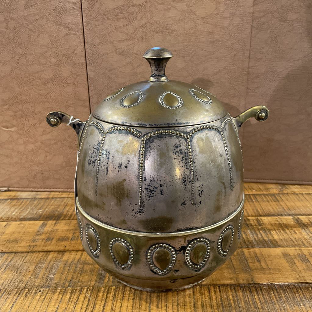 Brass & Tin Spanish Embellished Covered Pot SMALLS
