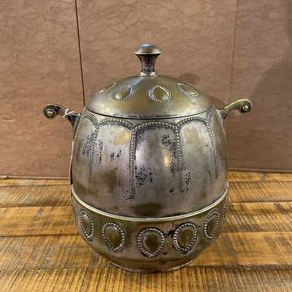 Brass & Tin Spanish Embellished Covered Pot SMALLS