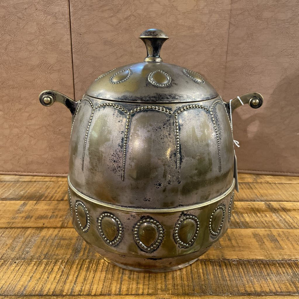 Brass & Tin Spanish Embellished Covered Pot SMALLS