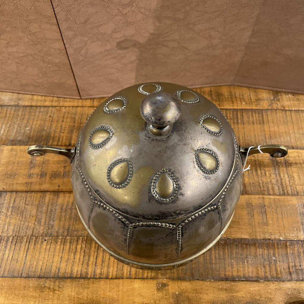 Brass & Tin Spanish Embellished Covered Pot SMALLS