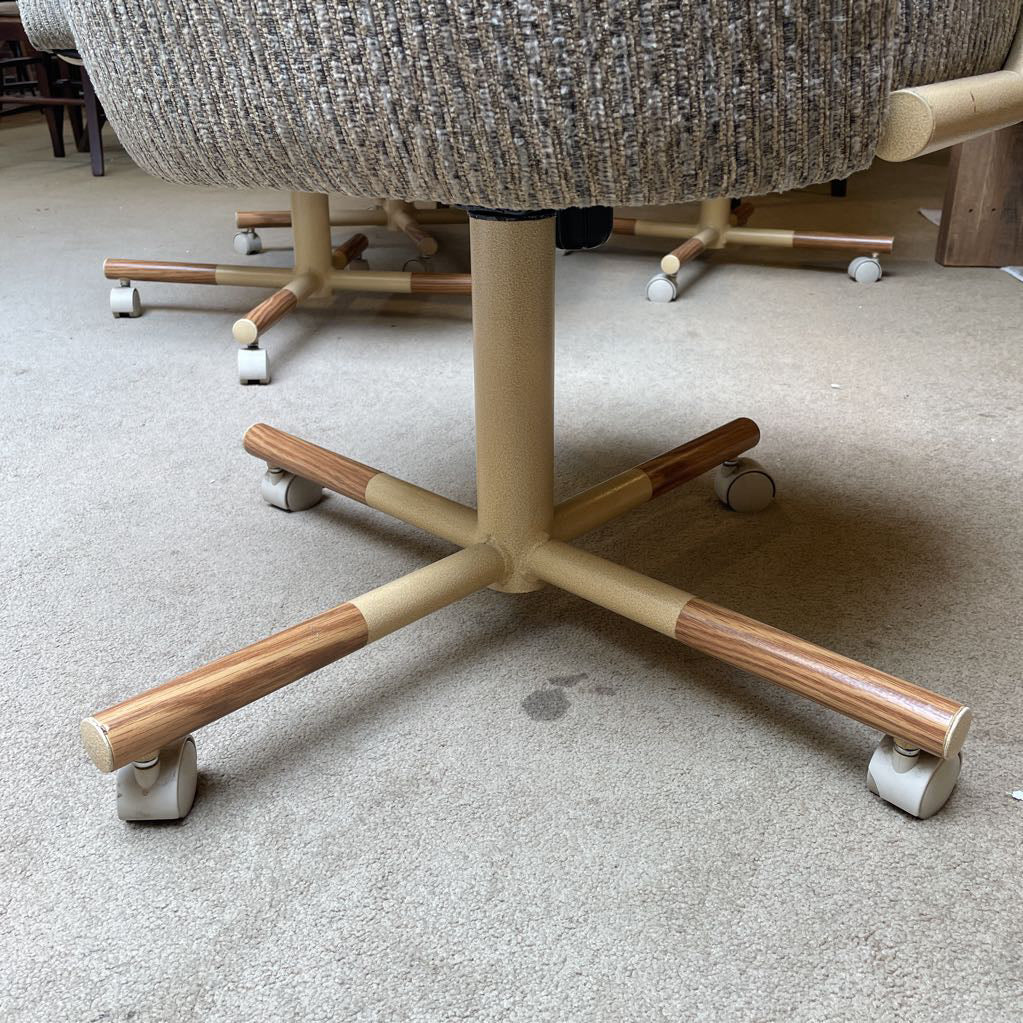 Retro Grey Fabric Rolling Dining Chairs SET of 4