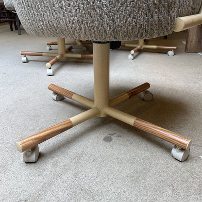 Retro Grey Fabric Rolling Dining Chairs SET of 4
