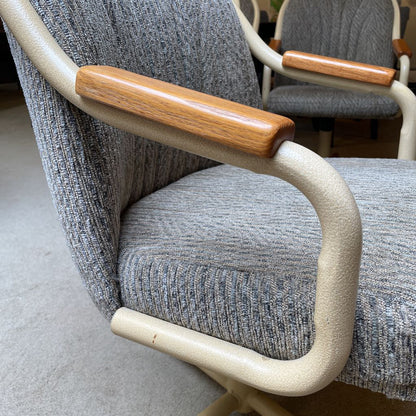 Retro Grey Fabric Rolling Dining Chairs SET of 4