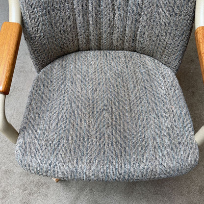 Retro Grey Fabric Rolling Dining Chairs SET of 4