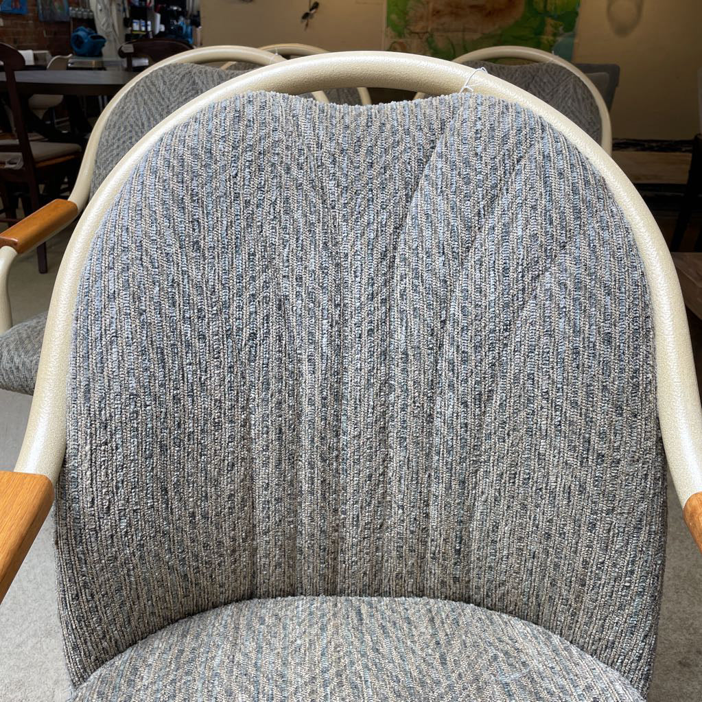 Retro Grey Fabric Rolling Dining Chairs SET of 4
