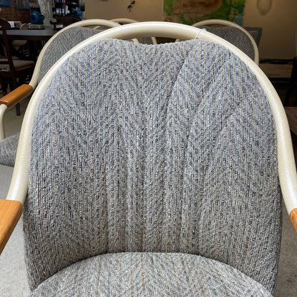 Retro Grey Fabric Rolling Dining Chairs SET of 4