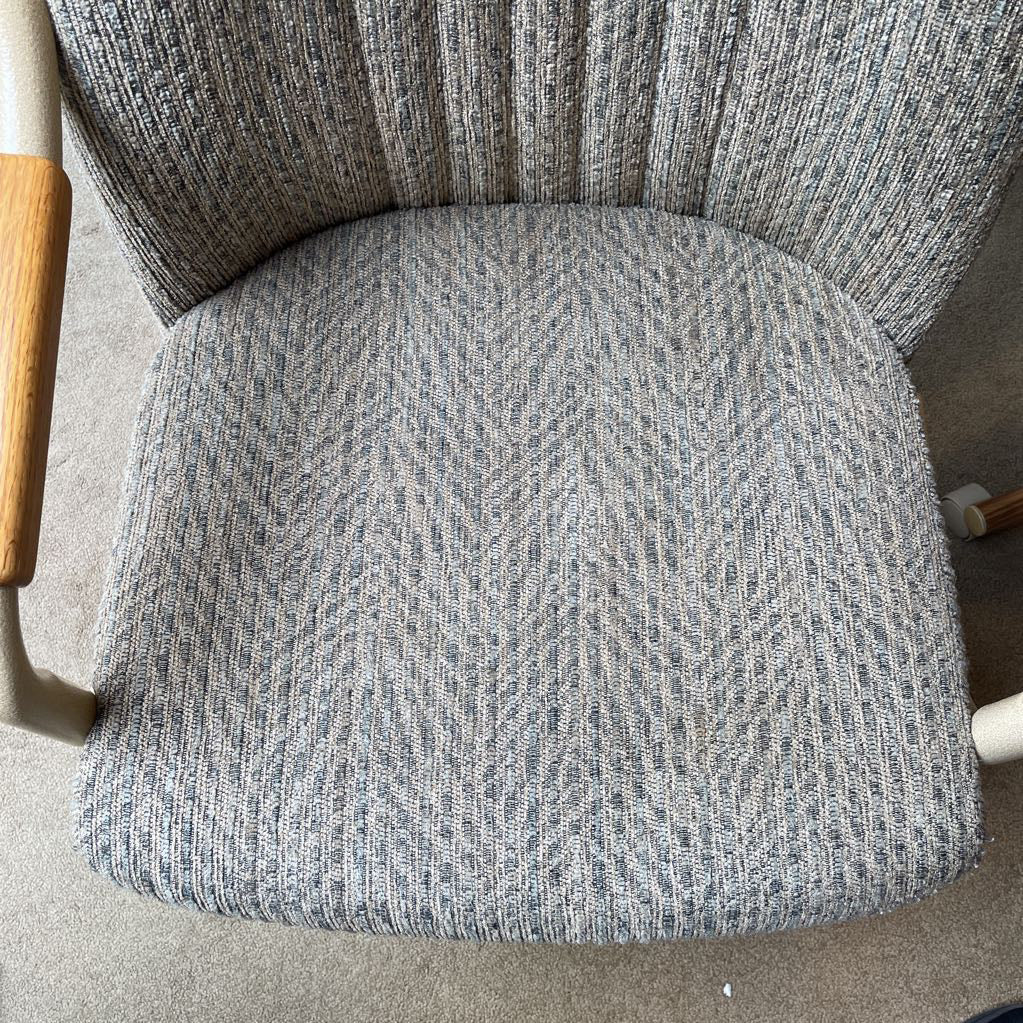 Retro Grey Fabric Rolling Dining Chairs SET of 4