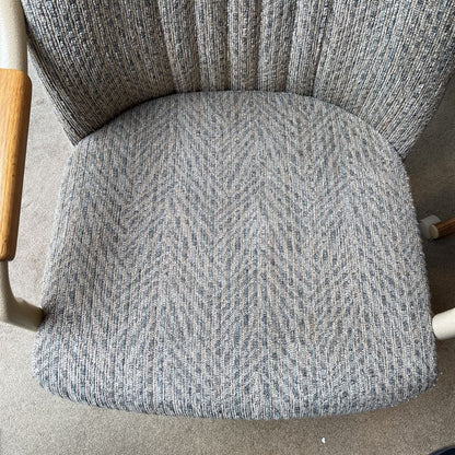 Retro Grey Fabric Rolling Dining Chairs SET of 4