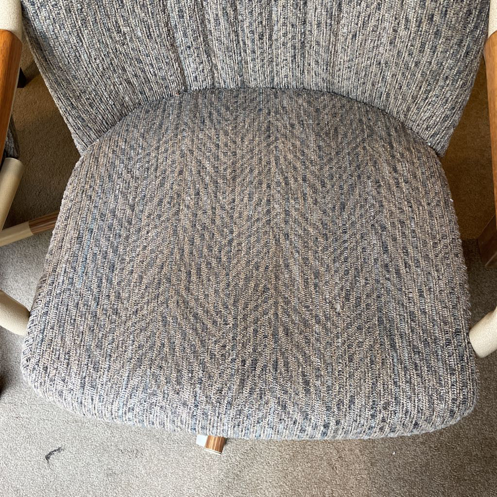 Retro Grey Fabric Rolling Dining Chairs SET of 4
