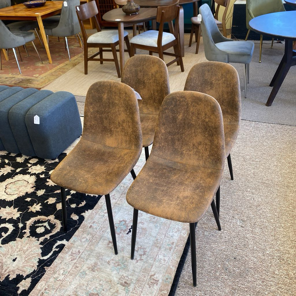 Distressed Faux Suede Dining Chair SET C DINING CHAIRS